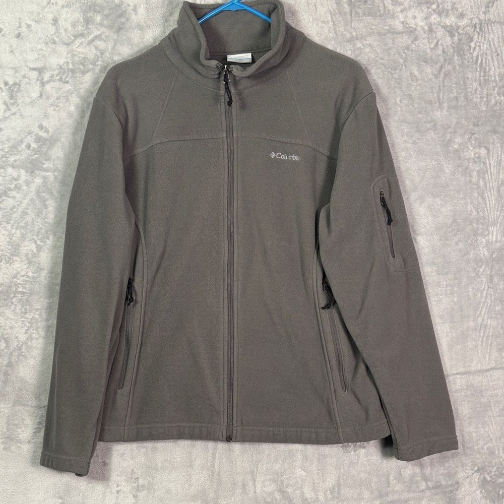 Columbia Gray Full Zip Soft Warm Fleece Zippered Pockets Size 1X